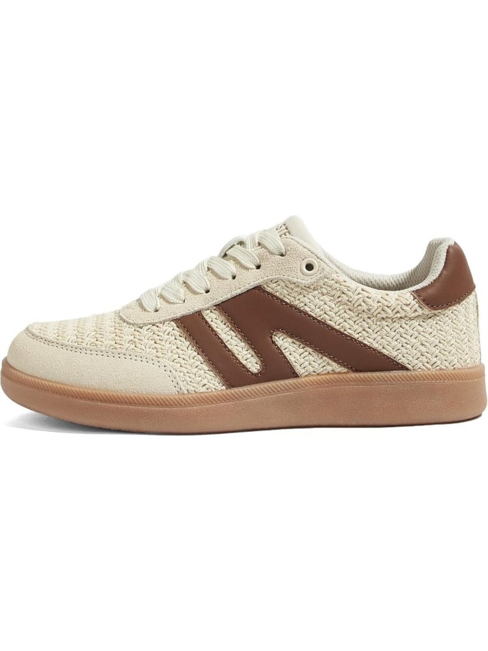 Women's Beige Brown Classic Retro Gum Sole Fashion Casual Tennis Skate Sneakers